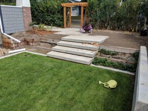 Broomed concrete floating stairs